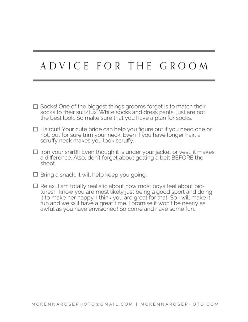 08 - Groom Checklist - Bridal